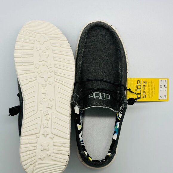 HEY DUDE Men Wally Stretch Black Size 9 lace up loafers men - Picture 13 of 16